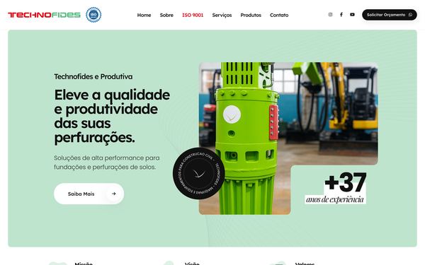 Print da página inicial de Technofides